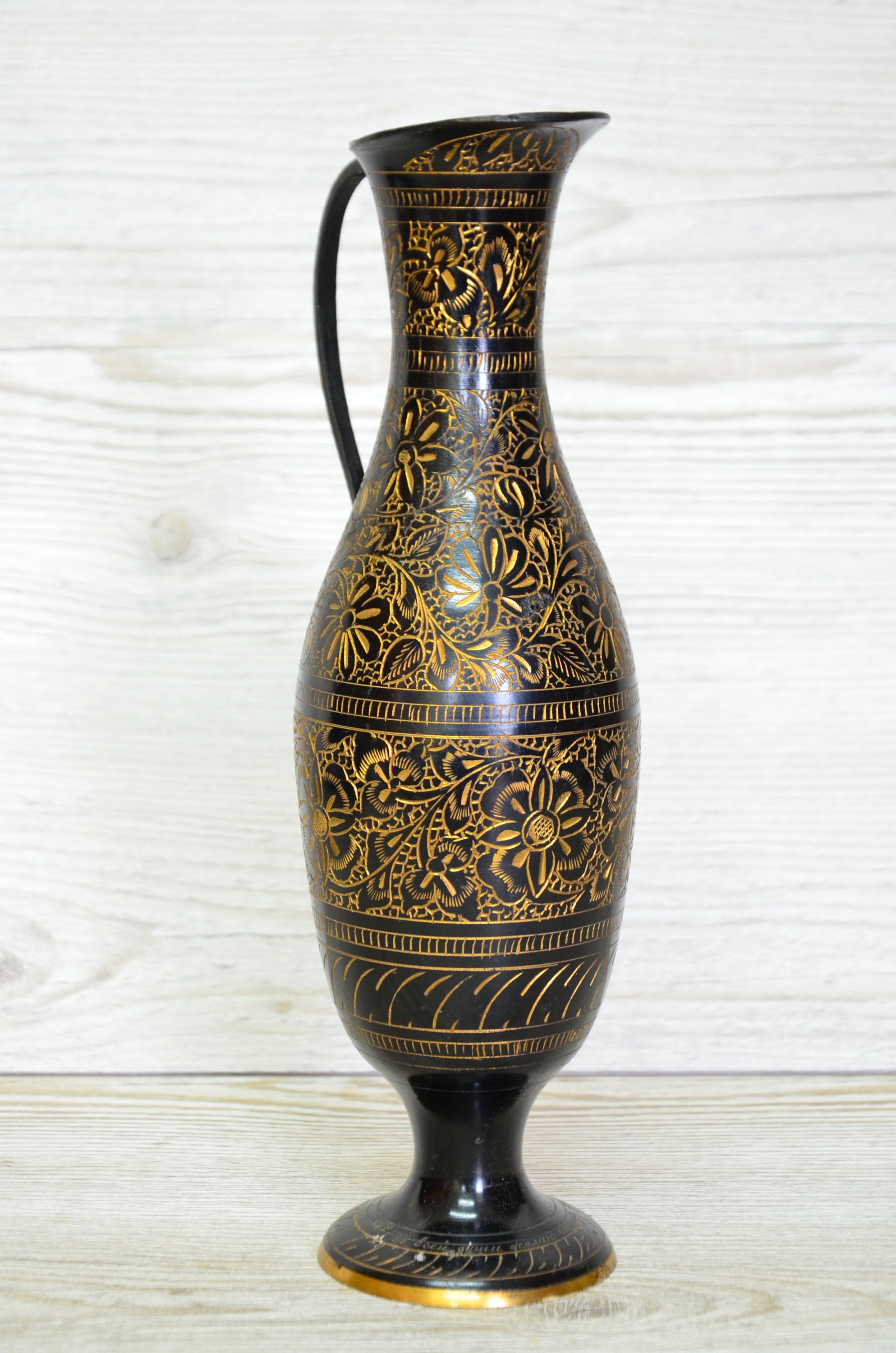 Vintage Bronze Vase mit Griff geschnitzte Vase Etsy.de