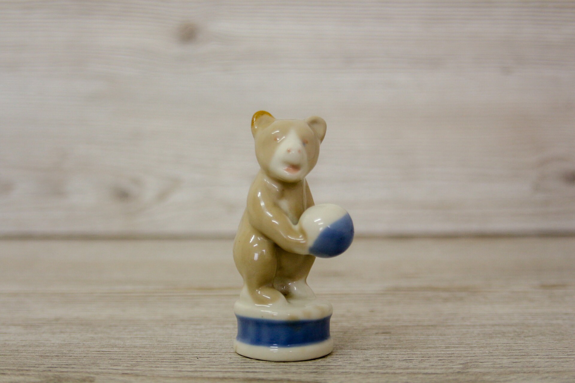 Antique Porcelain Figurine bear With a Ball Etsy