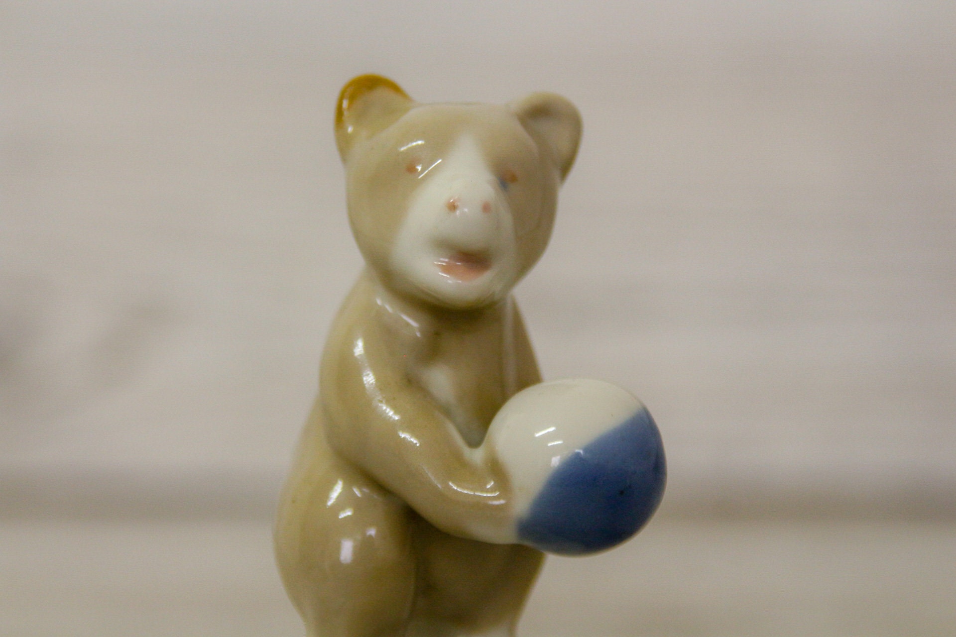 Antique Porcelain Figurine bear With a Ball Etsy