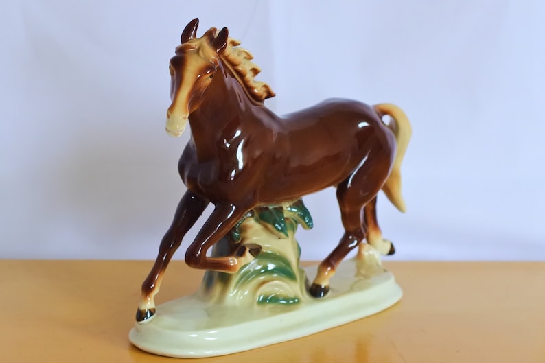 Vintage Porcelain Figurine running Horse Etsy