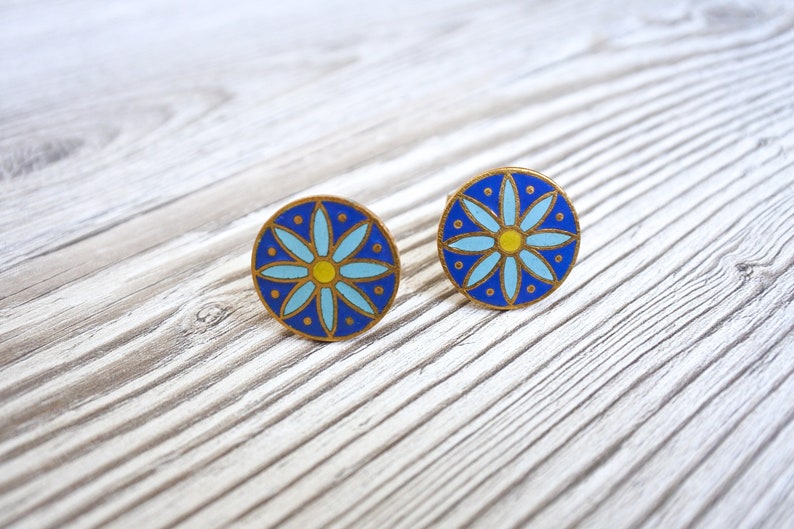 Vintage cufflinks cufflinks with gold leaf enamel cufflinks