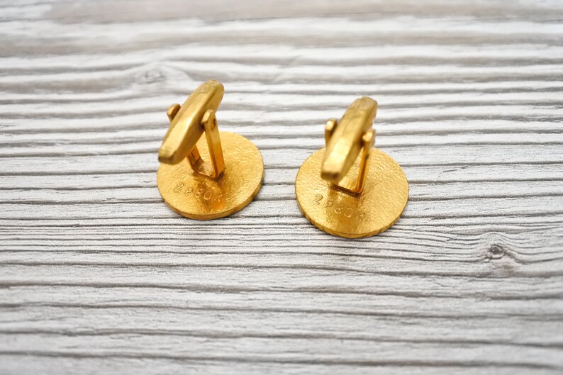 enamel cufflinks cufflinks with gold leaf Vintage cufflinks