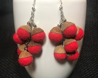 Felt Real Acorn Cabs Dangle Earrings for holiday,Accessories Jewelry felt