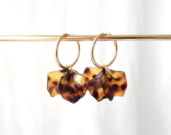 POPPY hoop earrings - Leopard // Stainless steel hoop earrings with flower petal effect sequins