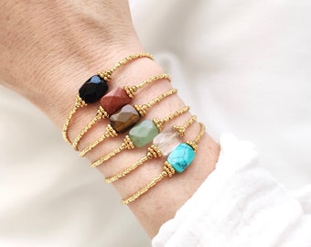 OLYMPE bracelet // Gold-plated Miyuki beads and fine stone