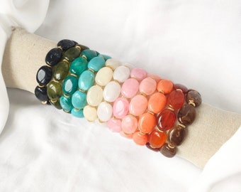 JANE elastic bangle bracelet // Pearl bar