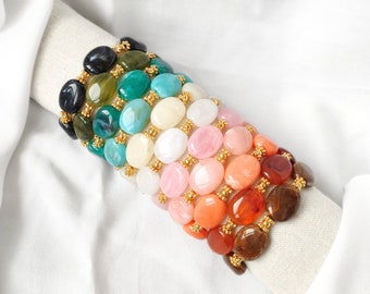 MARILYNE elastic bangle bracelet // Pearl bar