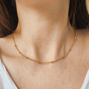 Gold SATELLITE necklace // Gold stainless steel ball chain
