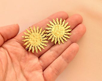 SUN Earrings – Lightweight Stainless Steel Gold Sun Studs - Etsy