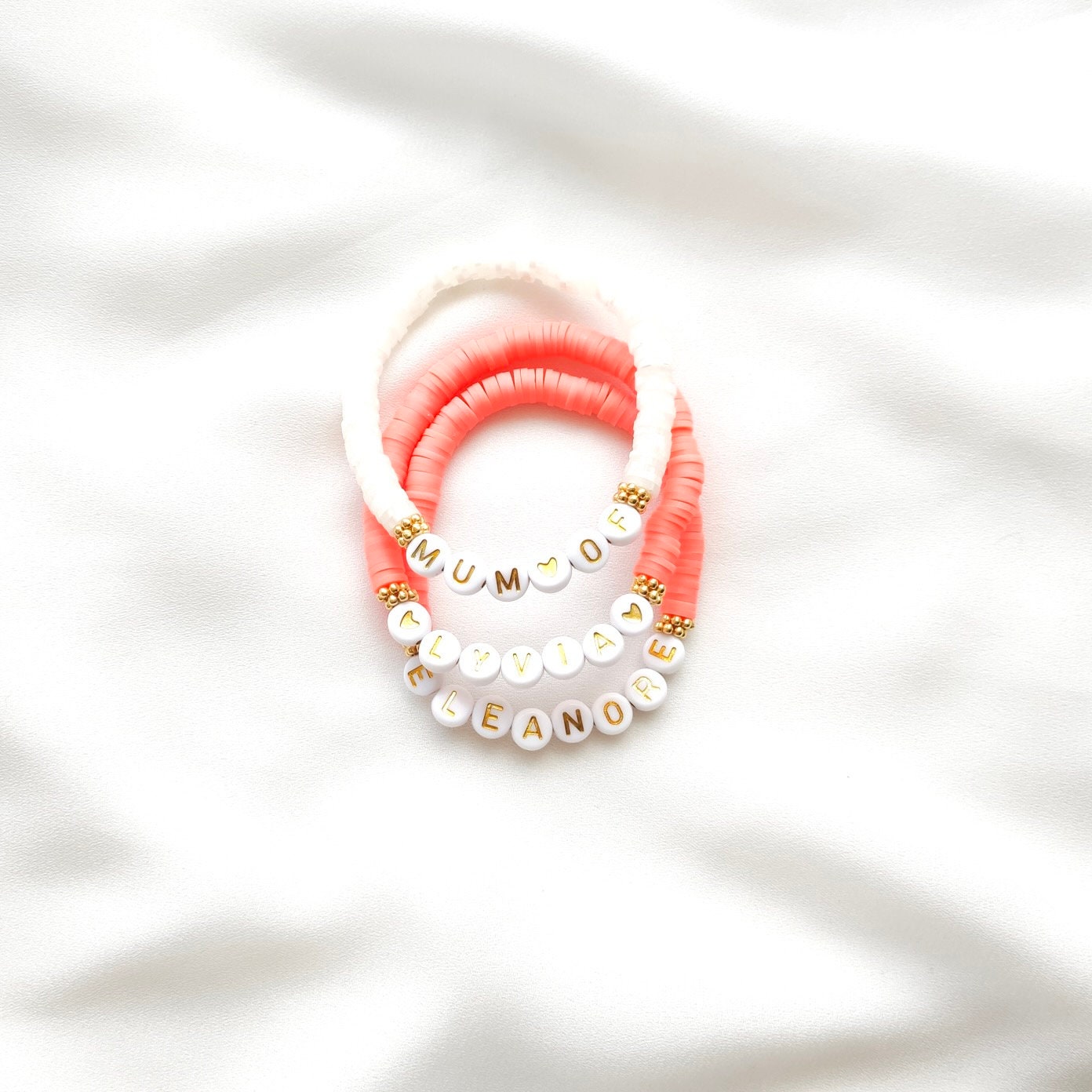 Bracelets élastiques rondelles heishi modèle Canopée - Perles & Co