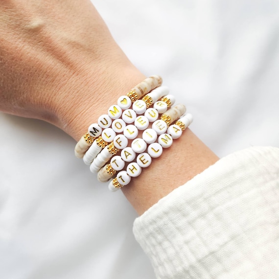 Bracelet MANTRA SUMMER // Perles surfeur Heishi sur fil élastique