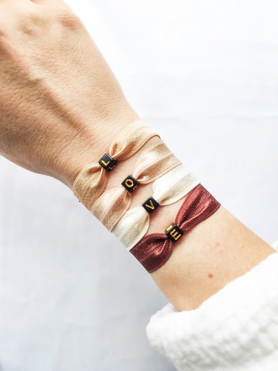 Bracelet Chouchou Initial Elastic Ribbon To Customize Etsy Uk