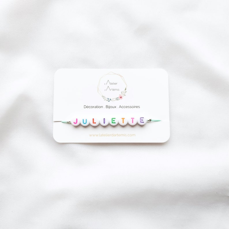 MANTRA bracelet in pearls to personalize // White pearls, multi-colored letters image 6