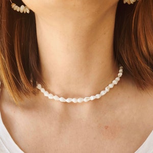 Collier ras de cou SHELL // Choker en coquillages naturels blancs image 10