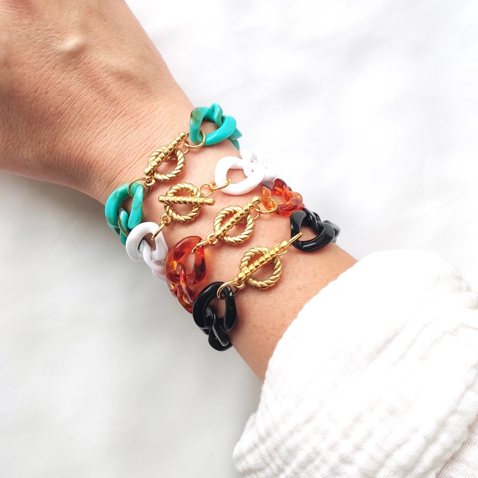 Bracelet Fantaisie Vintage - Gros Maillons Métal - Bijou Occasion