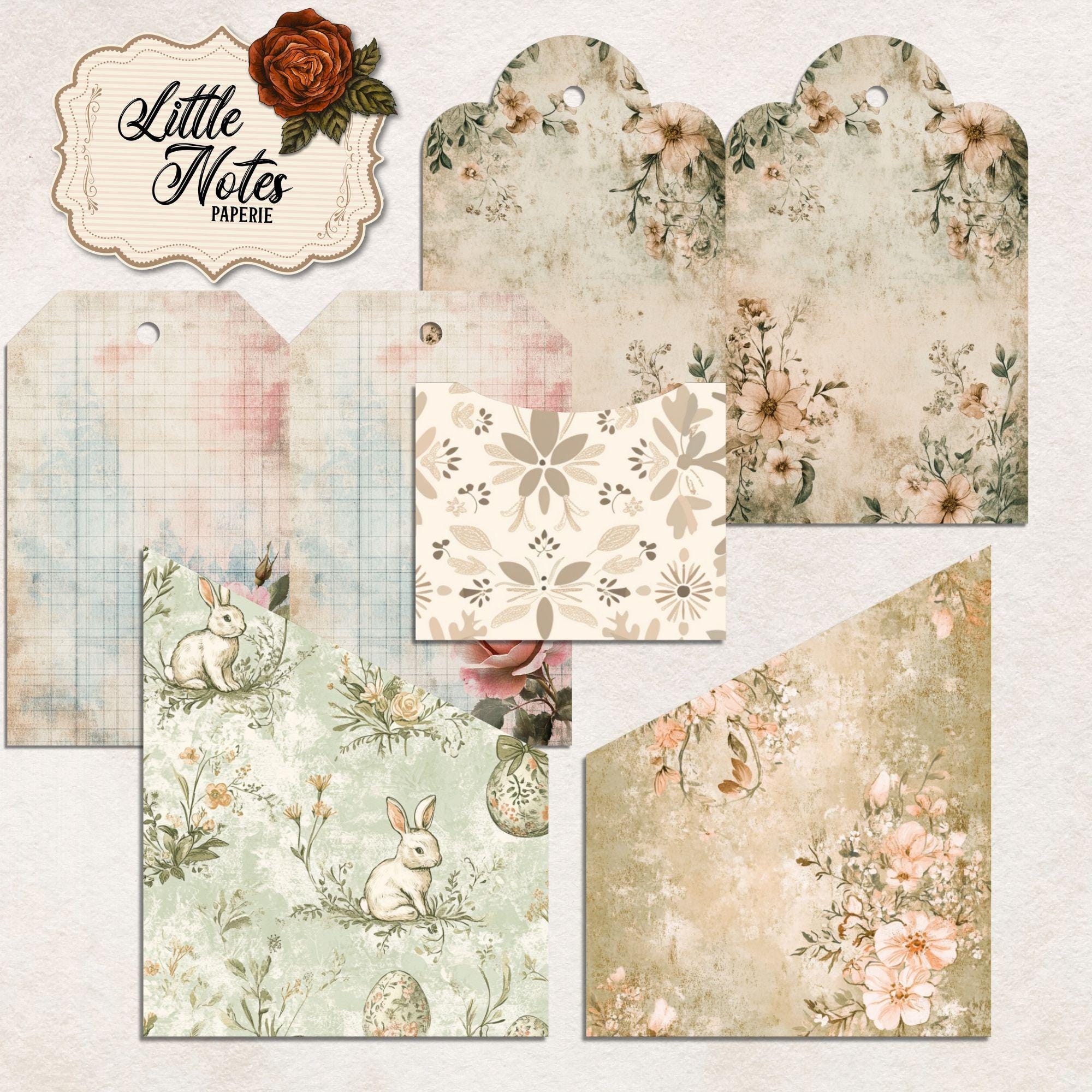 Digital Junk Journal Loaded Folder Pocket Tags, Shabby Ephemera, Easter ...