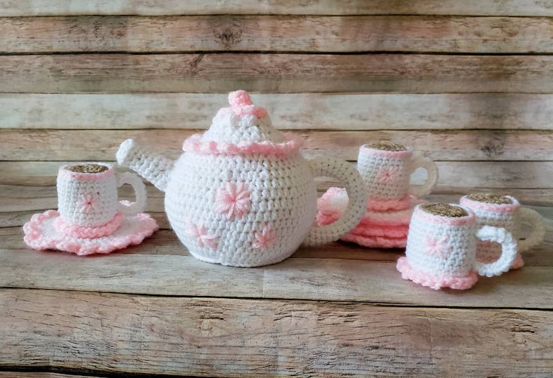 Play Tea Set Crochet Tea Set Etsy