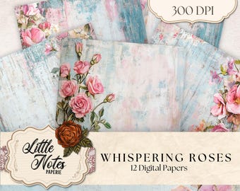 Printable Junk Journal Paper, Vintage Botanical Pages Digital Download, Craft Supplies for Journaling, Vintage Printable Junk Journal Paper