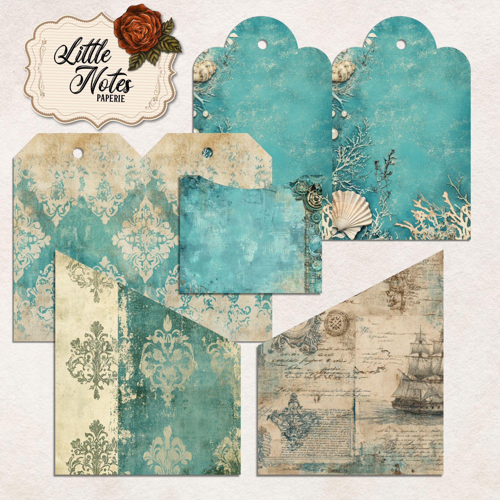 Digital Junk Journal Loaded Folder Pocket Tags, Shabby Ephemera ...