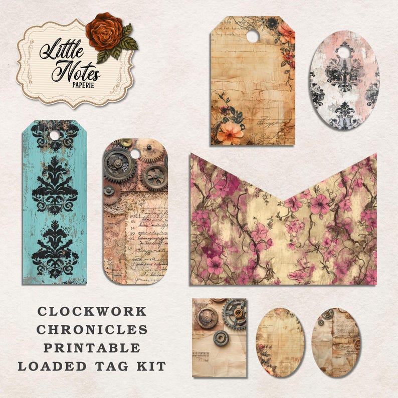 Digital Junk Journal Loaded Folder Pocket Tags, Shabby Ephemera ...