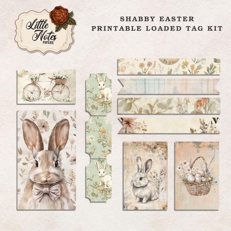 Digital Junk Journal Loaded Folder Pocket Tags, Shabby Ephemera, Easter ...