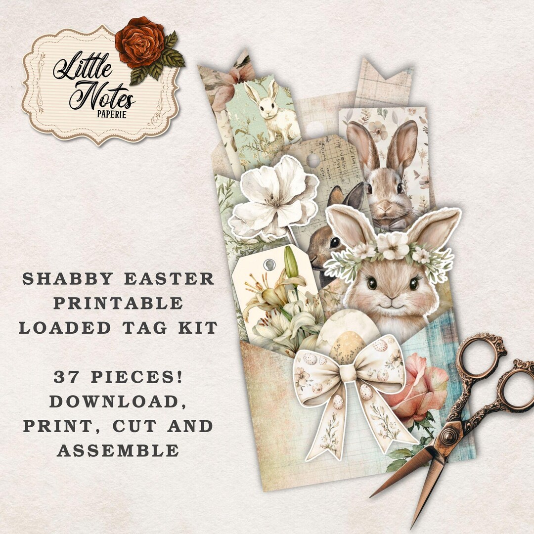 Digital Junk Journal Loaded Folder Pocket Tags, Shabby Ephemera, Easter ...