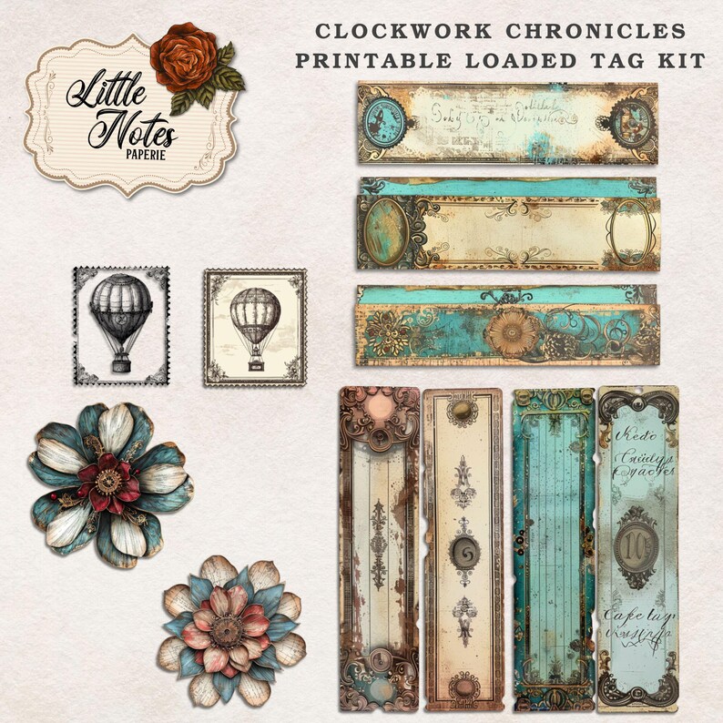 Digital Junk Journal Loaded Folder Pocket Tags, Shabby Ephemera ...