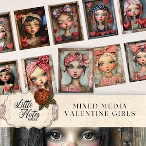 Valentine Junk Journal Kit, Printable Ephemera, Romantic Scrapbook Pages, Mixed Media Digital  Download, Craft Supplies, Print Your Own