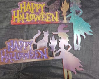 Corner of the door glow in the dark Happy Halloween with Witch and Cat