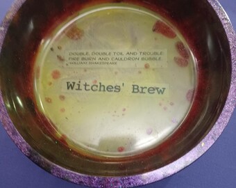 Witches brew resin Bowl with Glow in the Dark bottom