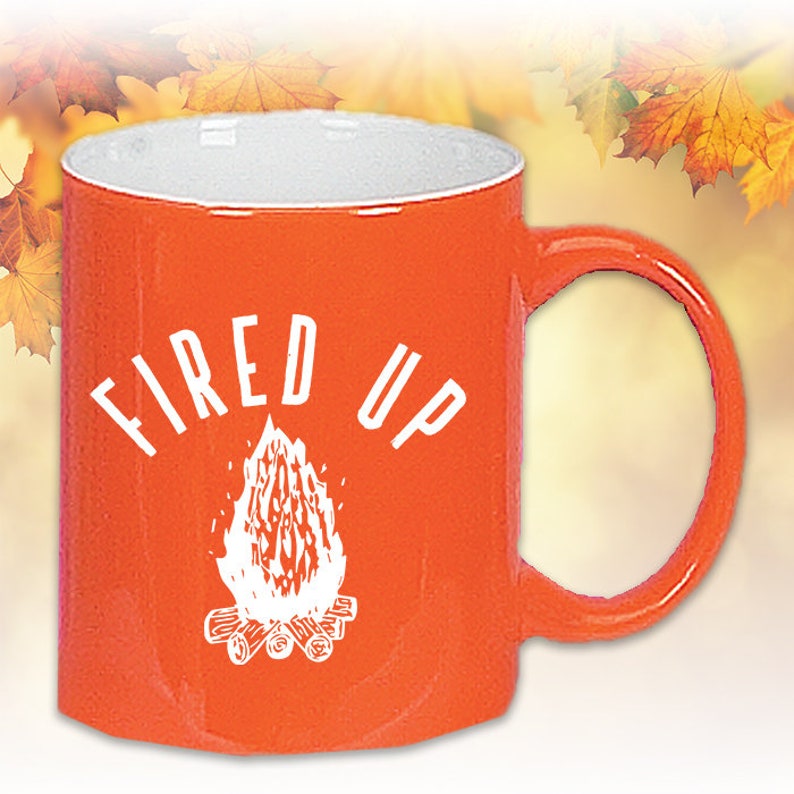 Cozy Coffee UpCeramic GiftHalloween BonfiresCamping Fall Cocoa Fired Orange Fun MugsGreat thxdsQBrC