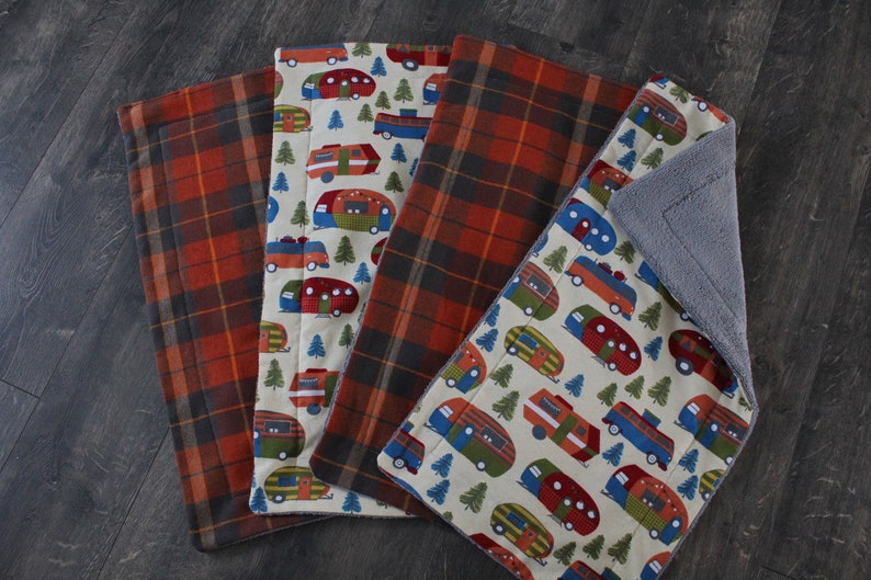 Campers Baby Blanket Plaid Baby Blanket /& Burp Cloths