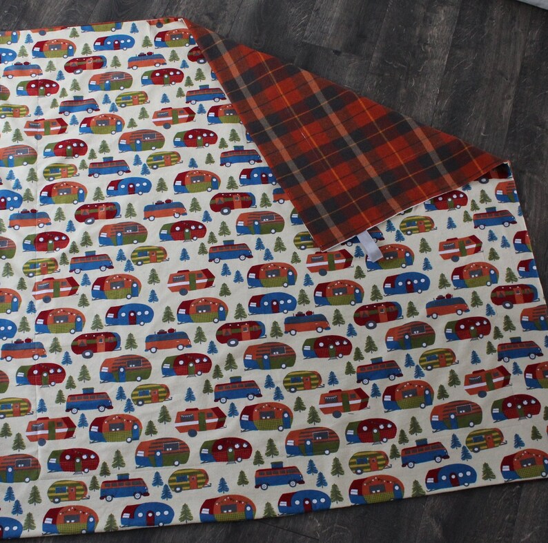 Campers Baby Blanket Plaid Baby Blanket /& Burp Cloths