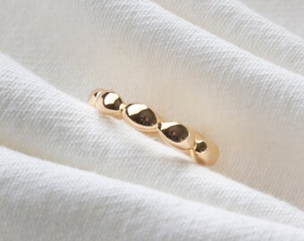 14k Gold Plated Bubble Ring / Stackable Gold  Dainty Ring