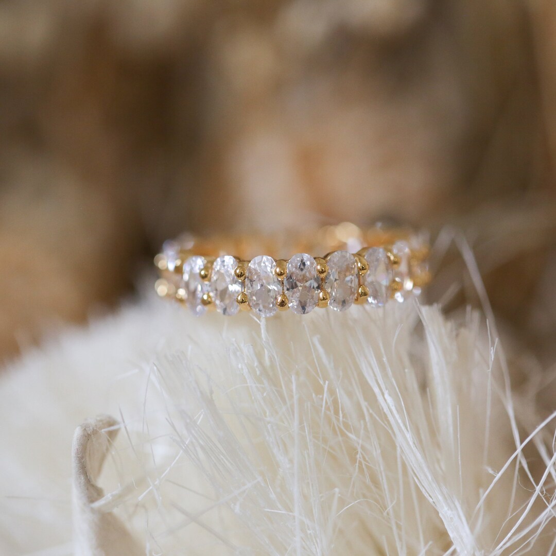 Oval Cut Eternity Cubic Zirconia Ring | Gold Eternity Ring | Oval ...