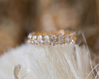 Oval Cut Eternity Cubic Zirconia Ring | Gold Eternity Ring | Oval gemstones | Silver Eternity Ring