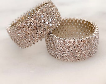 Rose Gold Ring Band/ Cubic Zirconia stone/ Gold Dipped