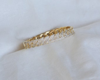 Cubic Zirconia Half Chain Bracelet - Etsy