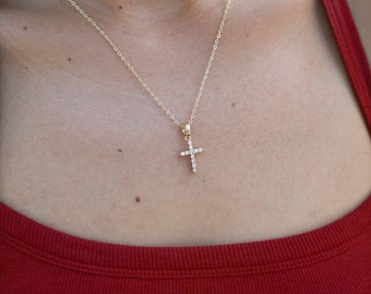 Mini Dainty Gold Cross Necklace
