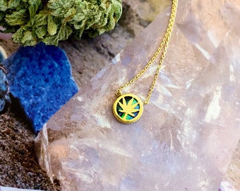 New Cannabis Necklace, Gold Plated