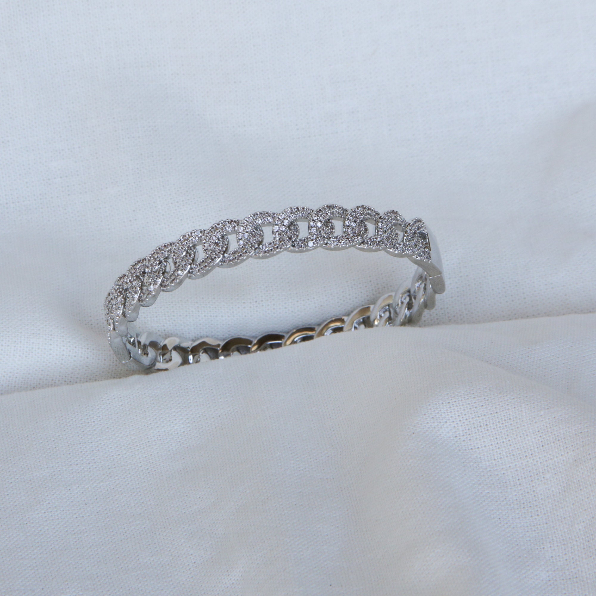 Cubic Zirconia Half Chain Bracelet - Etsy