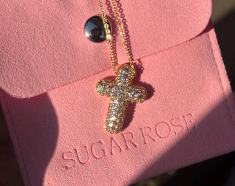 Bubble Cross Gold Plated Necklace