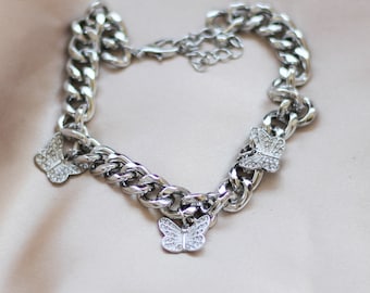 Silver Butterfly Anklet