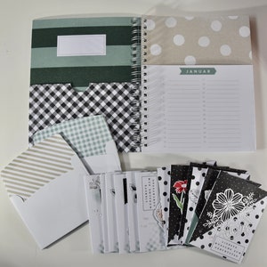 Perpetual birthday planner with 12 ready-made birthday cards and envelopes