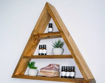 Triangle Wood Shelf - Essential Oils Shelf - Wall Decor - Succulent Decor - Rustic Home Decor - Product Display Shelf