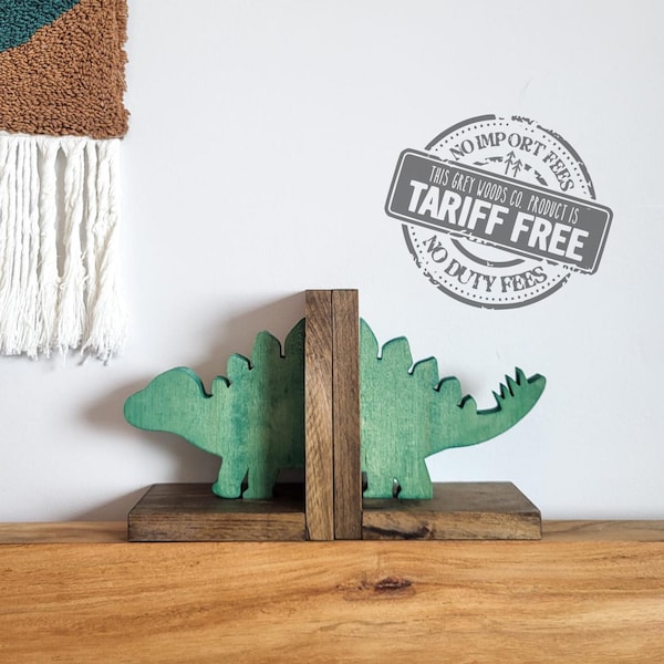 Stegosaurus Wood Bookends: Rustic Wood Dinosaur Decor