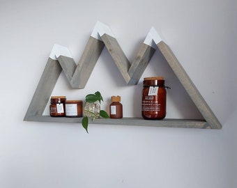 Geometric Tri-Peak Wood Mountain Shelf - Rustic Decor - Wall Hangings - Wood Shelf - Mountain Shelf - Wood Mountain Shelf