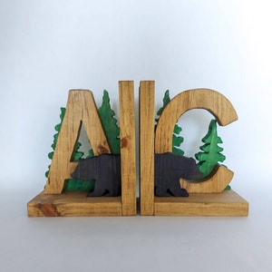 Wilderness Bookends - Custom - Personalized - Nursery Decor - Adventure Nursery - Baby Decor