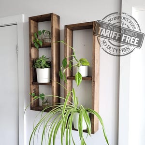 Rustic Wood Box Shelves: Long Floating Plant Decor, Set of 2