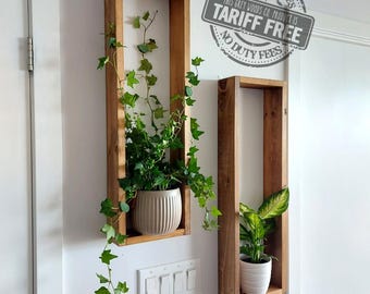 Rustic Wood Box Shelves: Long Plant Decor, Set of 2